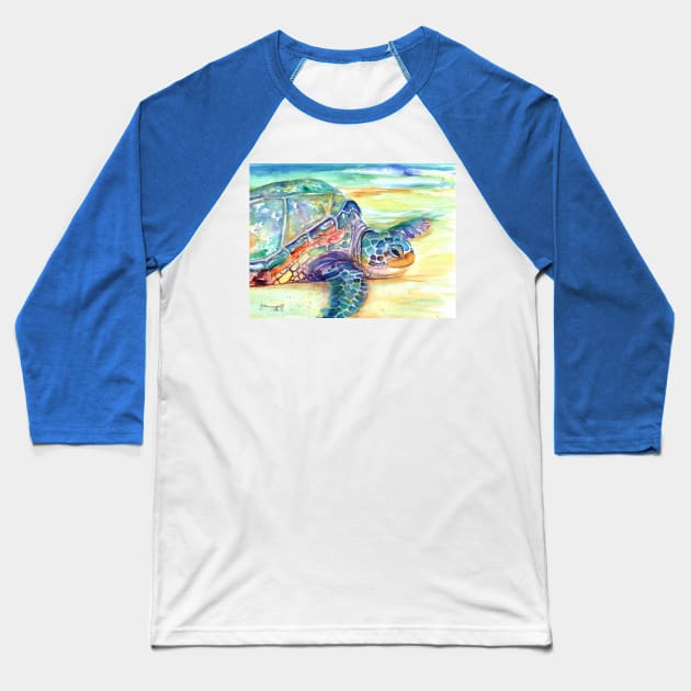 Rainbow Sea Turtle 2 Baseball T-Shirt by KauaiArtist